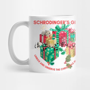 Schrodinger's gift, unbox and observe christmas, Physics christmas Mug